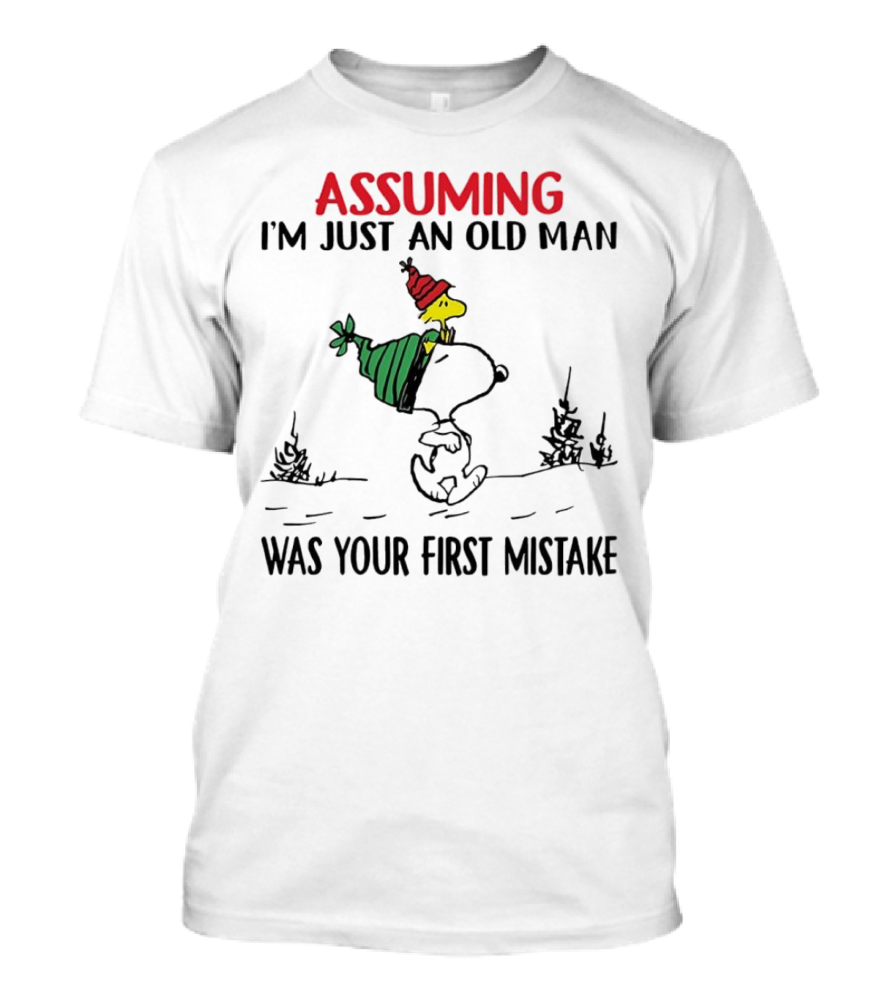 Assuming I'm Just An Old Man Snoopy And Woodstock Christmas Theme T-Shirt