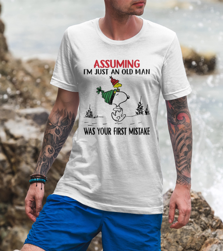 Assuming I'm Just An Old Man Snoopy And Woodstock Christmas Theme T-Shirt