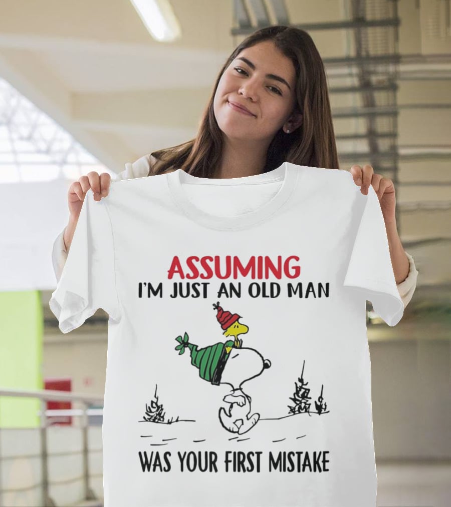 Assuming I'm Just An Old Man Snoopy And Woodstock Christmas Theme T-Shirt