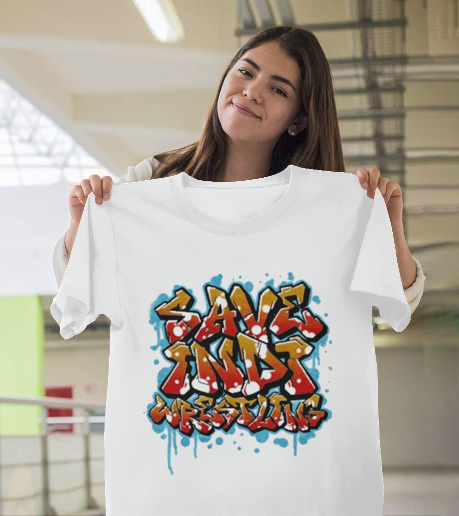 Save Indi Wrestling Graffiti Style Bold Text T-Shirt