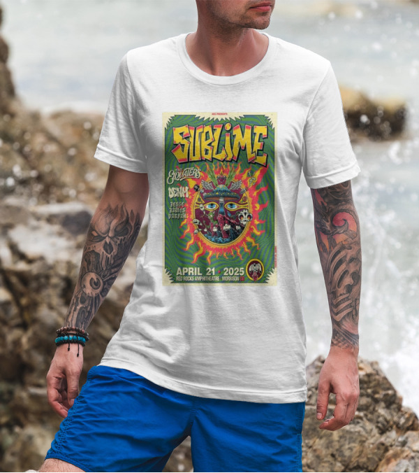 Sublime Red Rocks Amphitheatre Morrison CO April 21 2025 The Elovaters Denim Jesse James Paradice T-Shirt