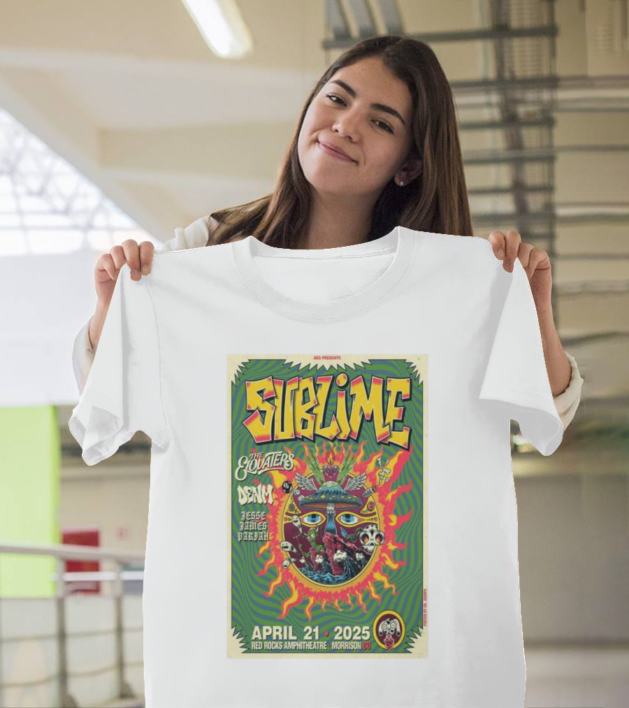 Sublime Red Rocks Amphitheatre Morrison CO April 21 2025 The Elovaters Denim Jesse James Paradice T-Shirt