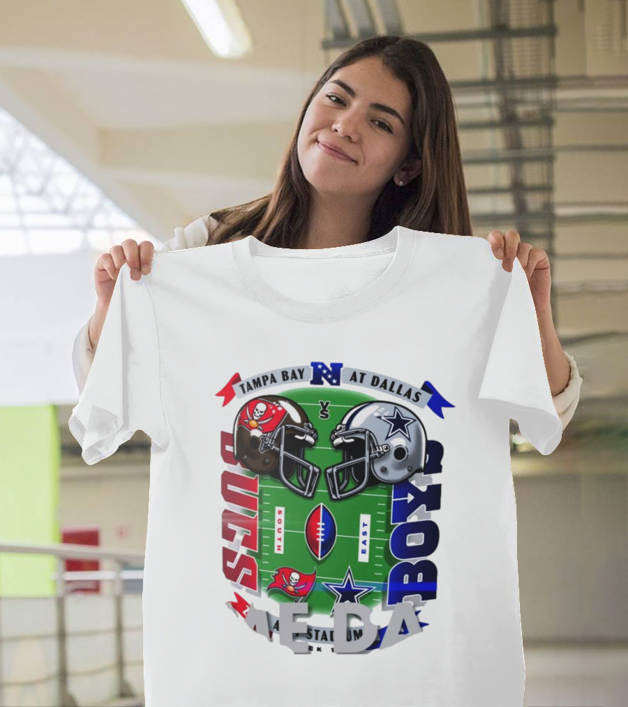 Tampa Bay Buccaneers vs Dallas Cowboys AT&T Stadium Week 16 Helmet Showdown T-Shirt