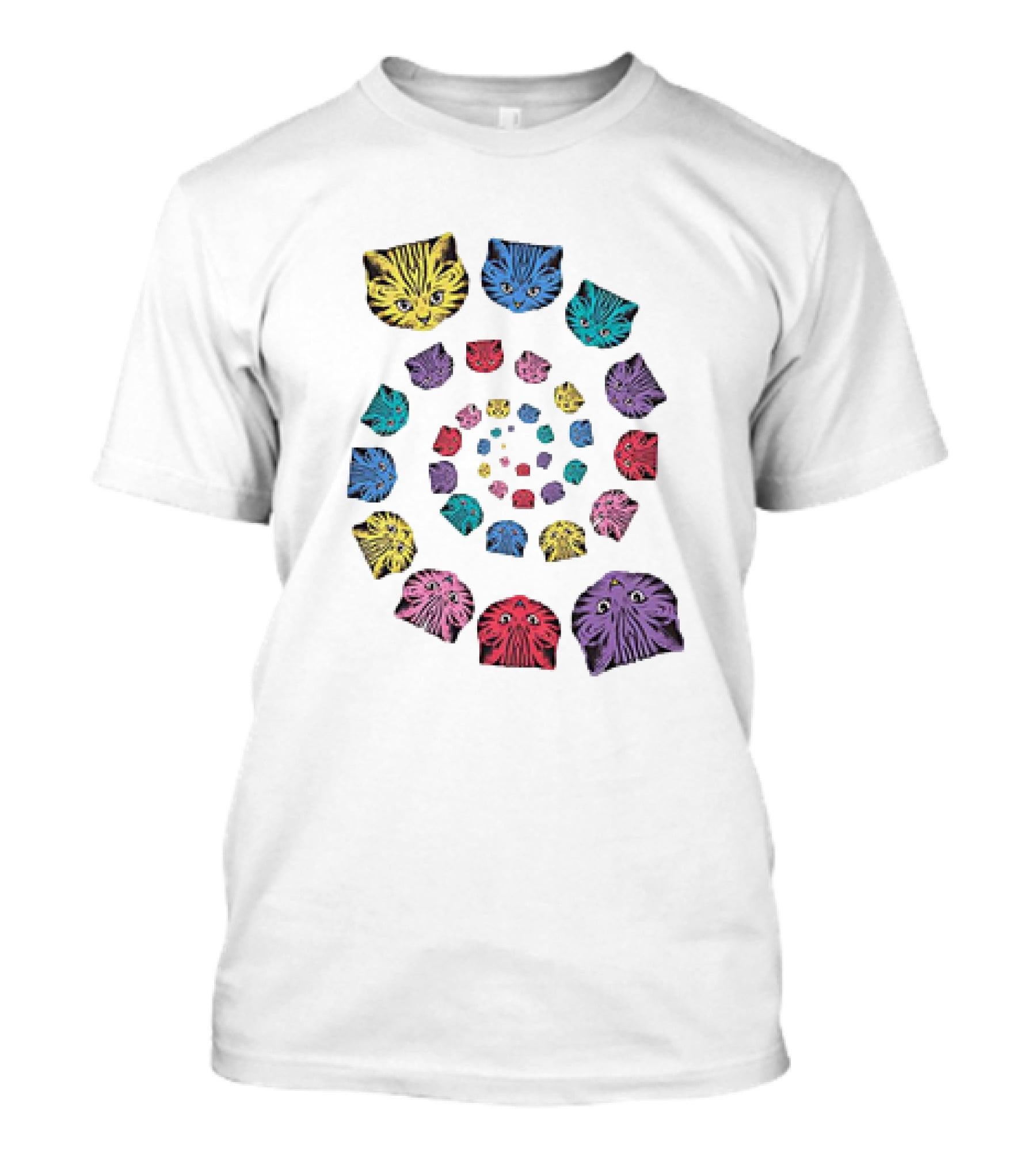 Spiral Cats Multicolor Optical Illusion T-Shirt