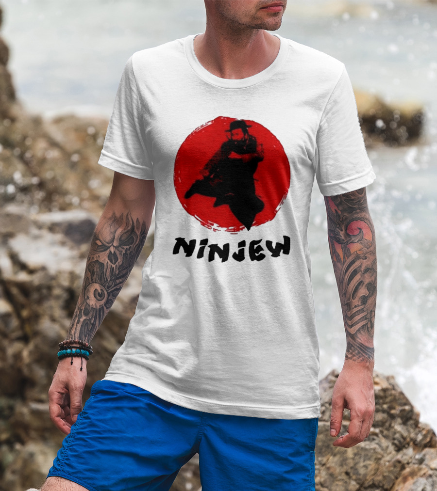Ninjew Red Circle Kick Martial Arts Style T-Shirt