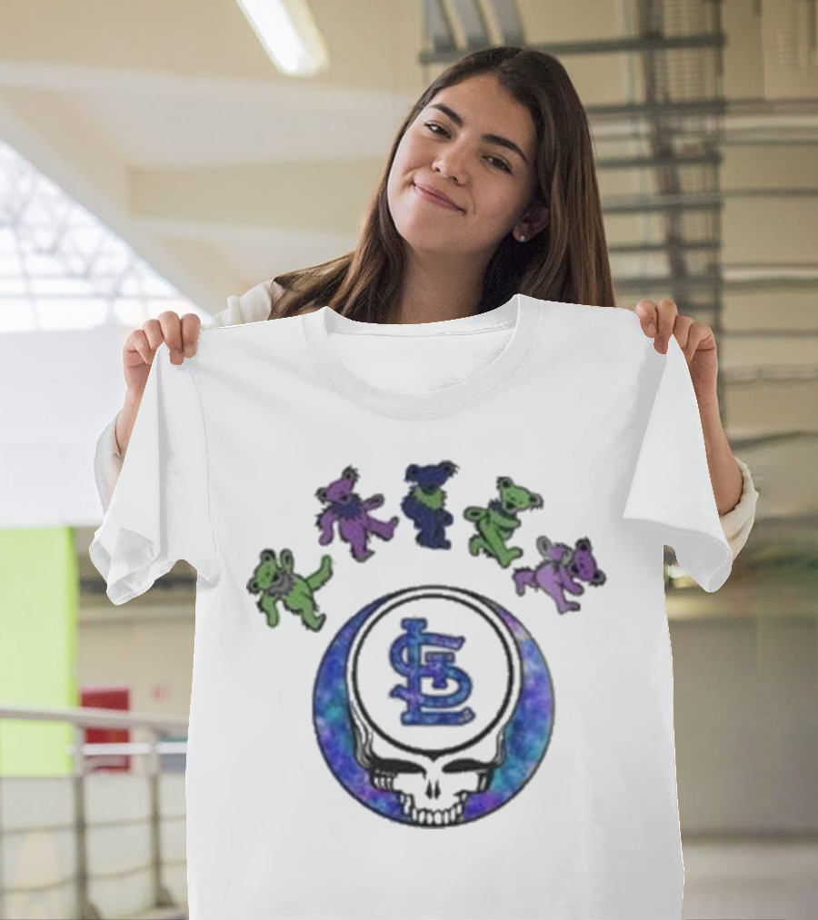 St. Louis Cardinals Grateful Dead 2025 Skull Bears Night Baseball T-Shirt