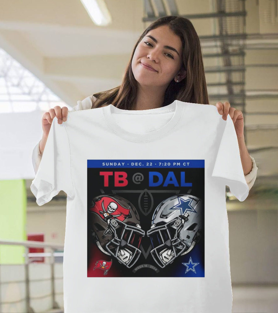 Sunday Dec 22 7:20 PM CT TB @ DAL Week 16 2024 Helmet Face-Off T-Shirt