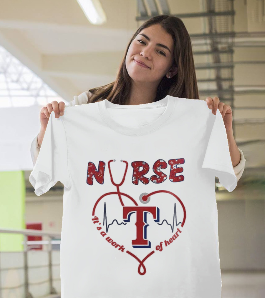 Texas Rangers Nurse Heartbeat Stethoscope 2025 Appreciation T-Shirt
