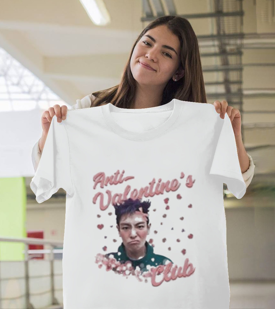 Anti Valentine’s Club Pouting Face Hearts T-Shirt