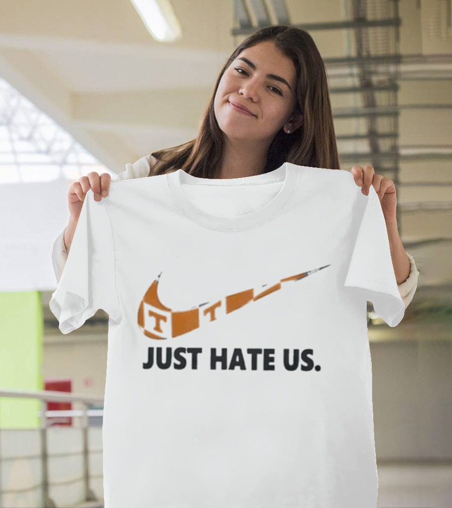 Tennessee Volunteers Just Hate Us Nike Swoosh Parody T-Shirt
