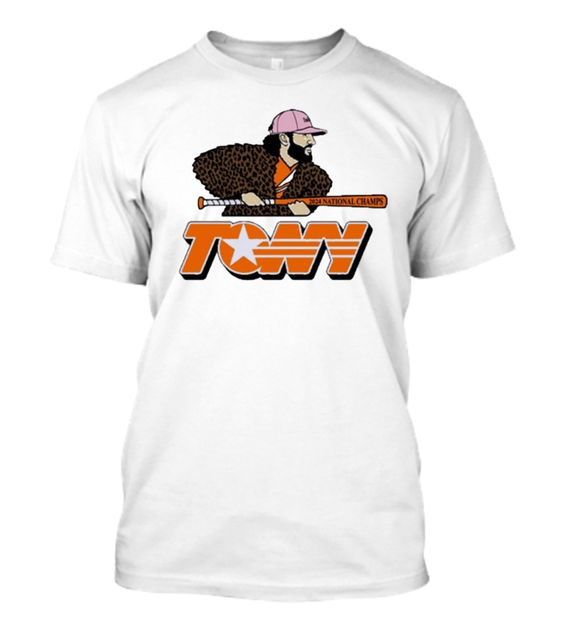 Tennessee Tony 2024 National Champs Baseball Star With Bat And Leopard Jacket T-Shirt