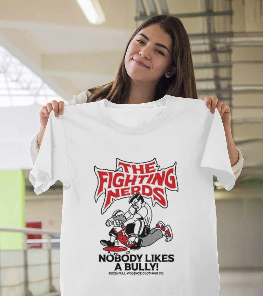The Fighting Nerds Nobody Likes a Bully Cartoon Robot Battle T-Shirt