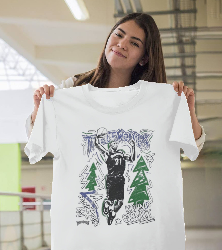 Minnesota Timberwolves Hardwood Kevin Garnett 21 Basketball Legend T-Shirt
