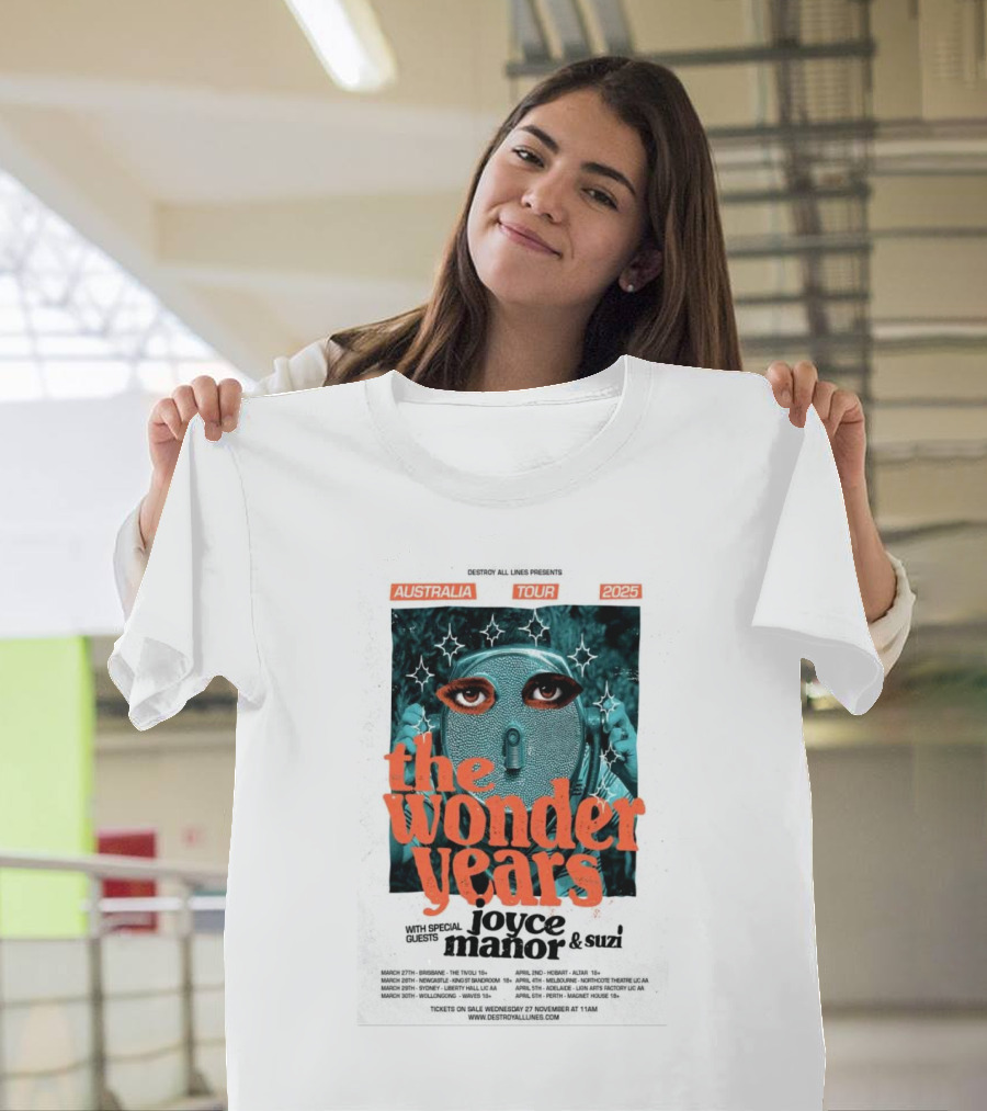 Destroy All Lines Presents The Wonder Years Tour Australia 2025 with Joyce Manor and Suzi T-Shirt