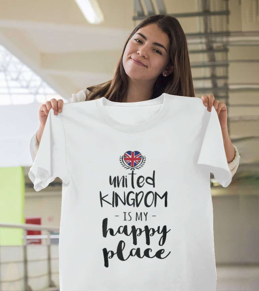 Union Jack Heart United Kingdom Is My Happy Place T-Shirt