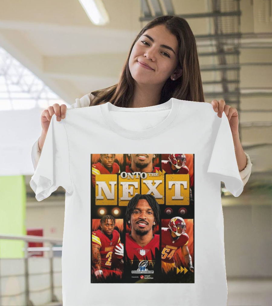 Washington Commanders Onto The Next NFC Championship Featuring Players and Team Logo T-Shirt