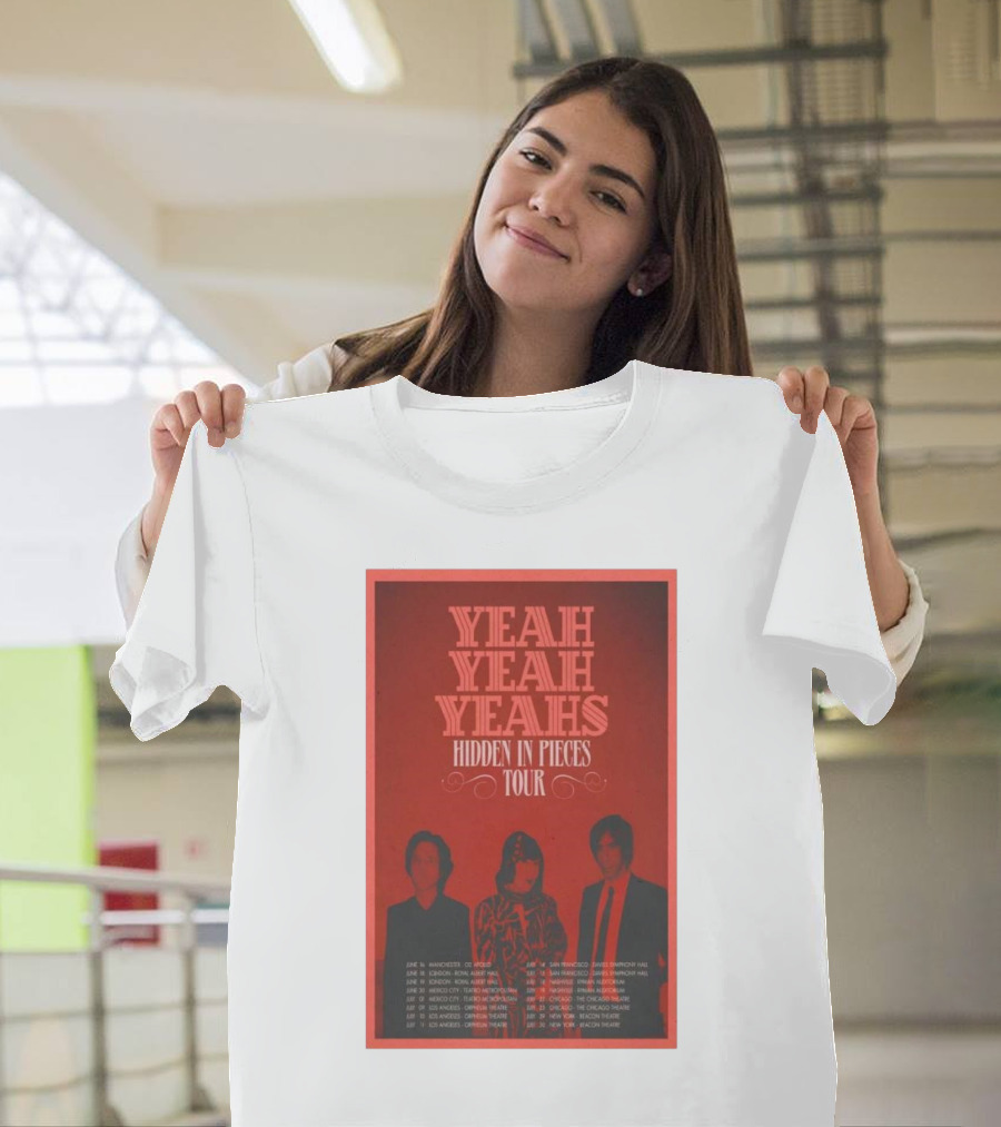 Yeah Yeah Yeahs Hidden In Pieces Tour June July 2025 Manchester Los Angeles Berlin Mexico City T-Shirt