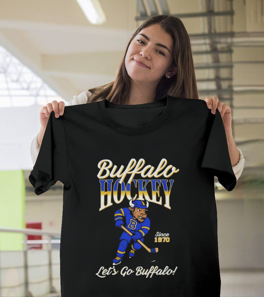 Buffalo Hockey Let's Go Buffalo Since 1970 Blue Bull T-Shirt