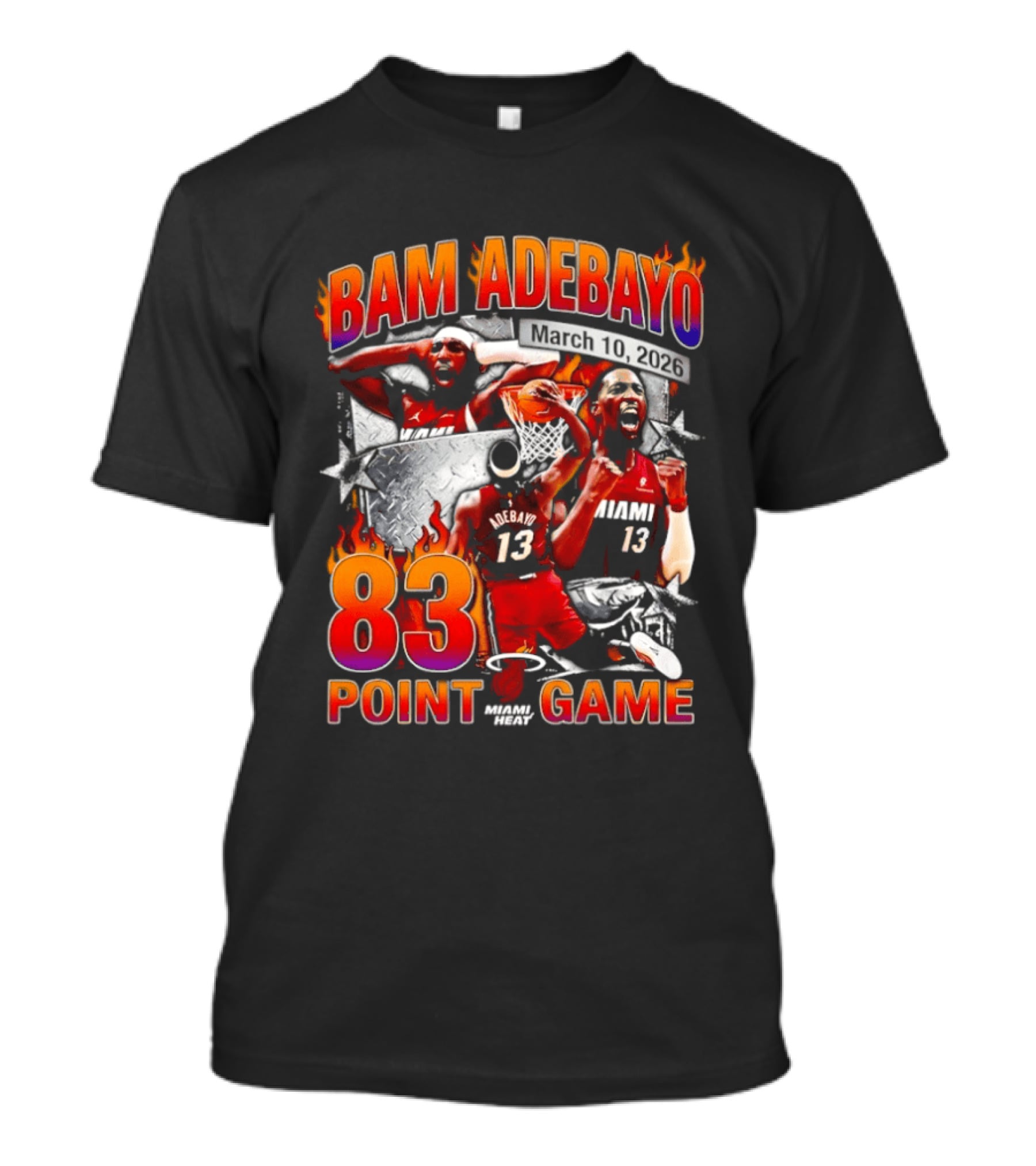 Bam Adebayo 83 Point Game Miami Heat Vice City 90s Basketball T-Shirt