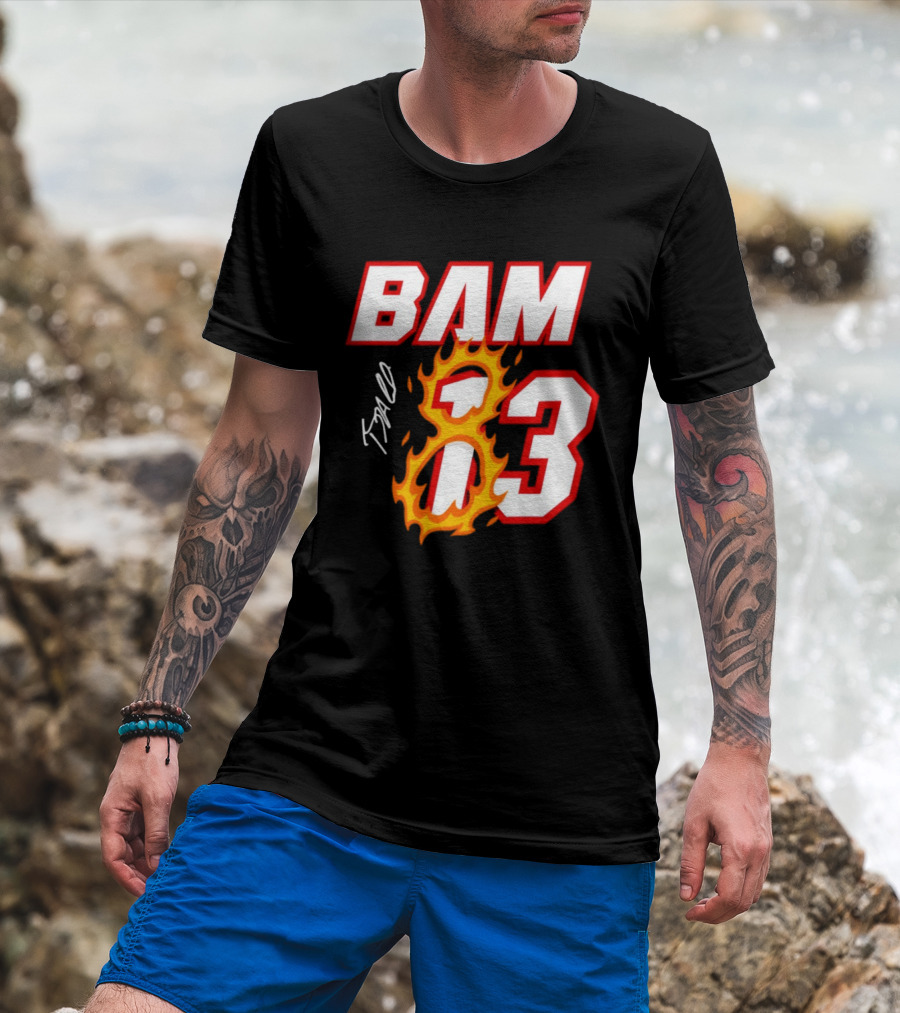 Bam Adebayo Miami Heat BAM 13 Flaming Signature T-Shirt