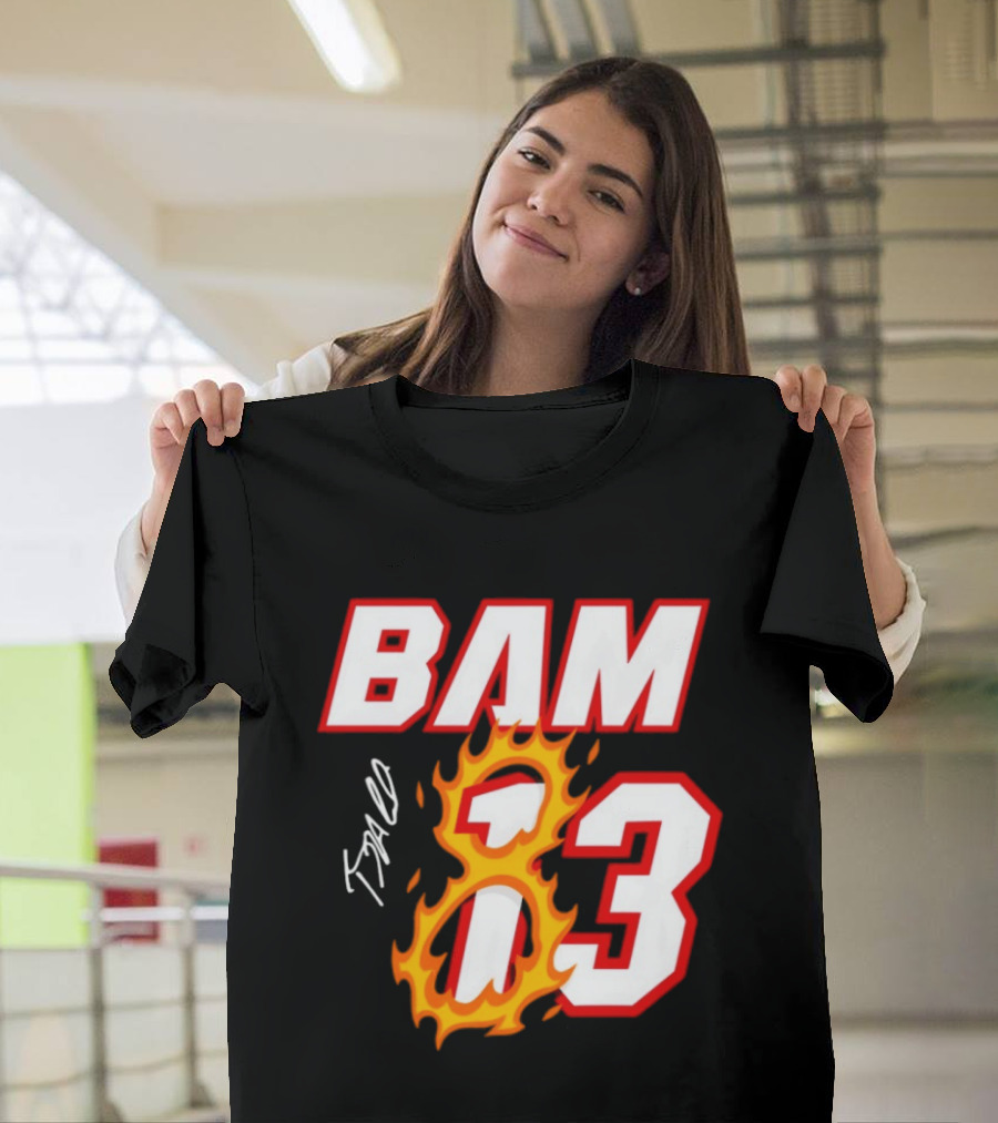 Bam Adebayo Miami Heat BAM 13 Flaming Signature T-Shirt