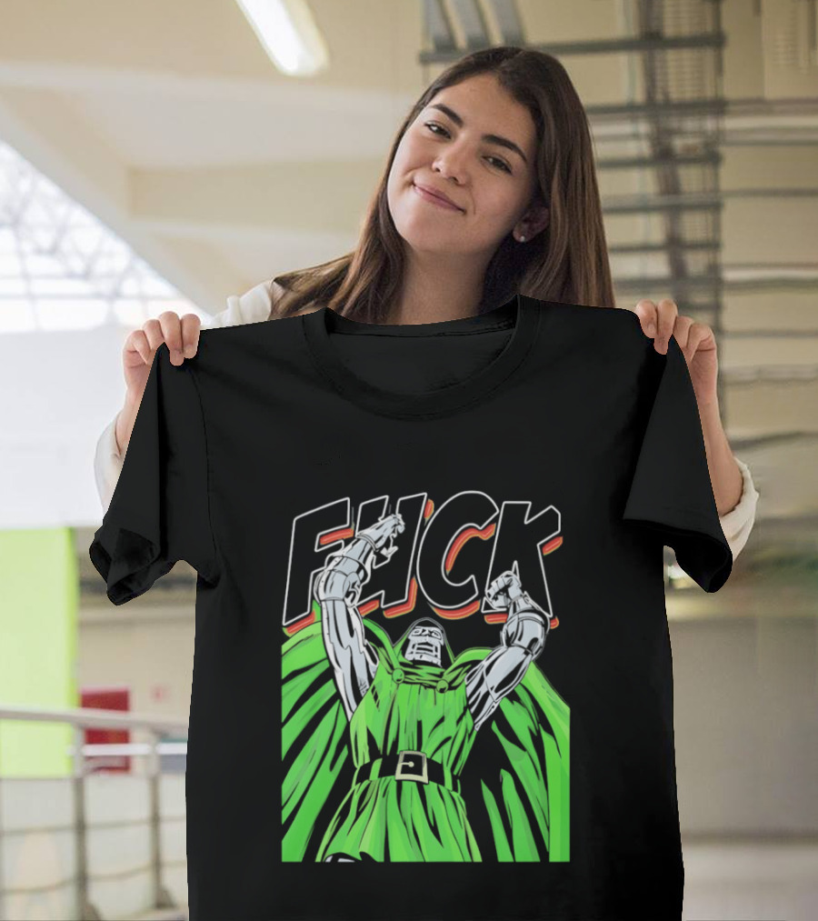 Dr Doom Green Cape Comic Style F**K T-Shirt
