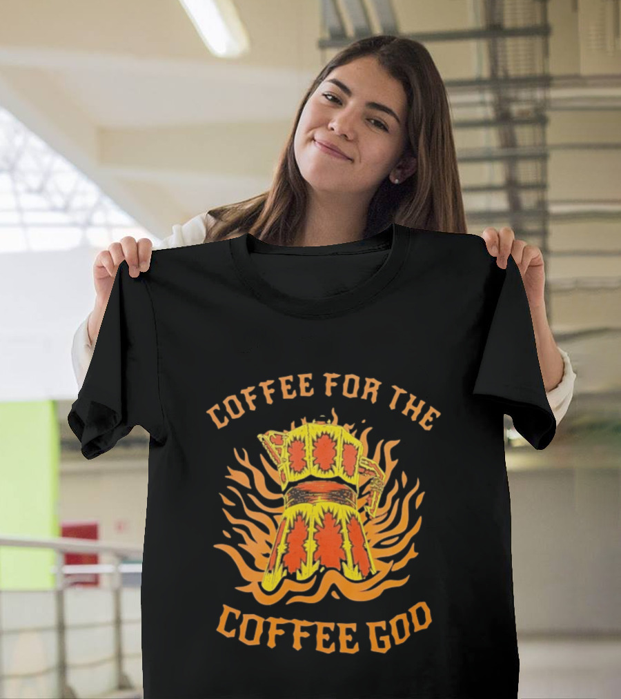 Coffee For The Coffee God Fiery Retro Moka Pot T-Shirt