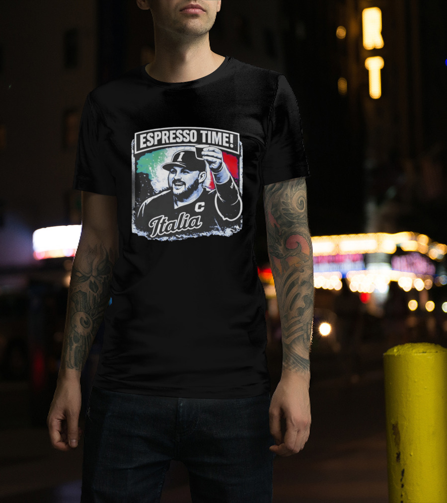 Espresso Time Italia Celebration With Baseball Player And Italian Flag T-Shirt