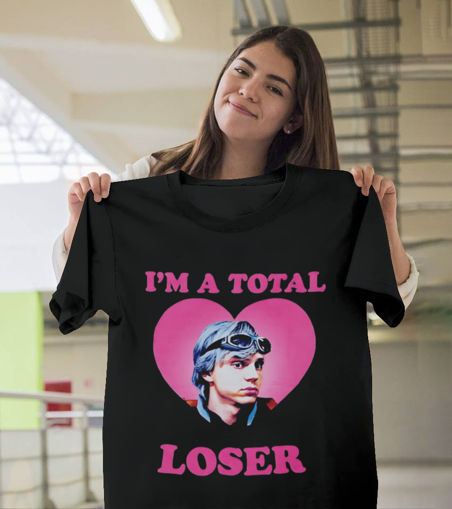 Evan Peters I'm A Total Loser Pink Heart Goggles T-Shirt