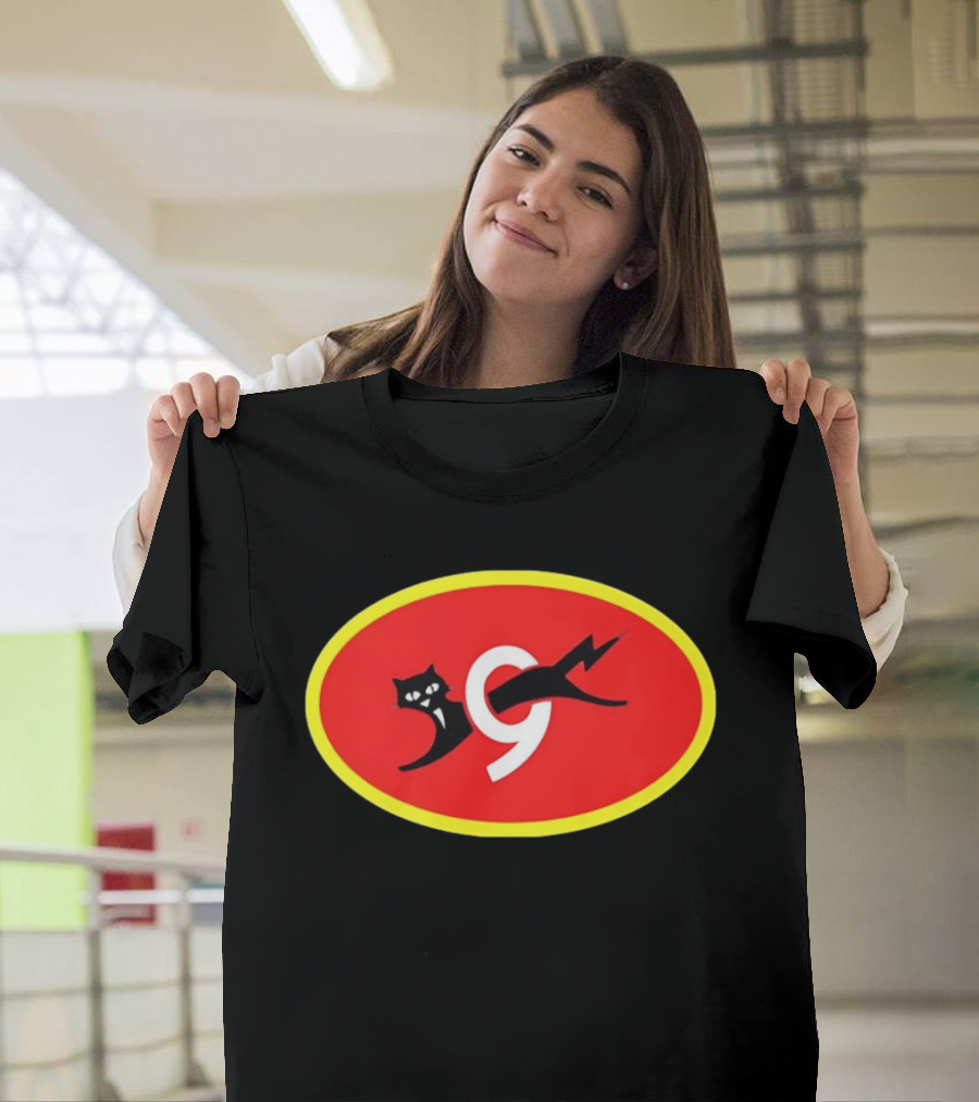 Eveready Black Cat 9 Lightning Bolt Red Oval T-Shirt