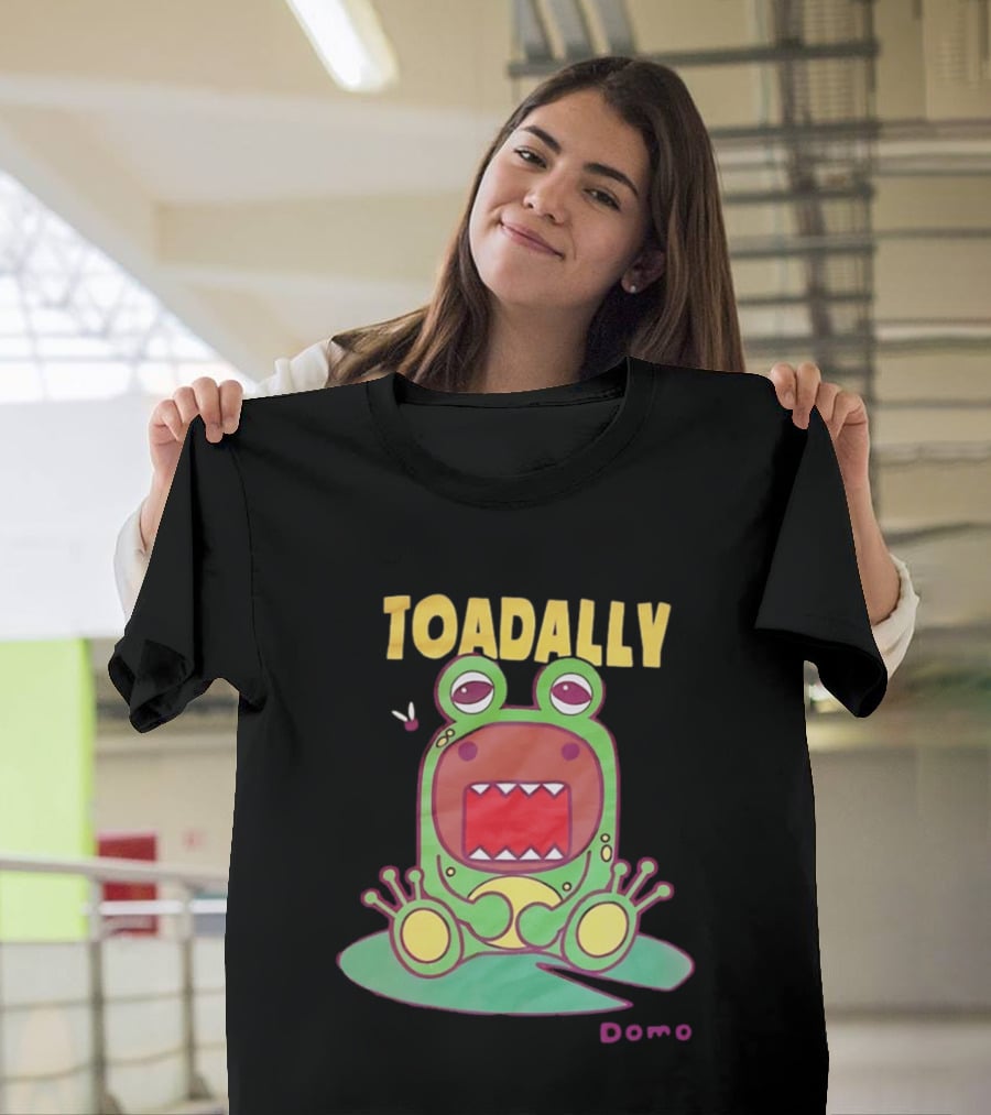 Toadally Domo Cartoon Frog With Red Mouth And Butterfly T-Shirt
