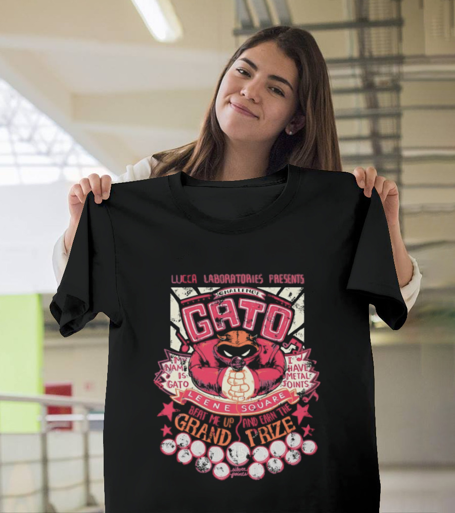 Lucca Laboratories Presents Gato Leene Square My Name Is Gato I Have Metal Joints Grand Prize T-Shirt