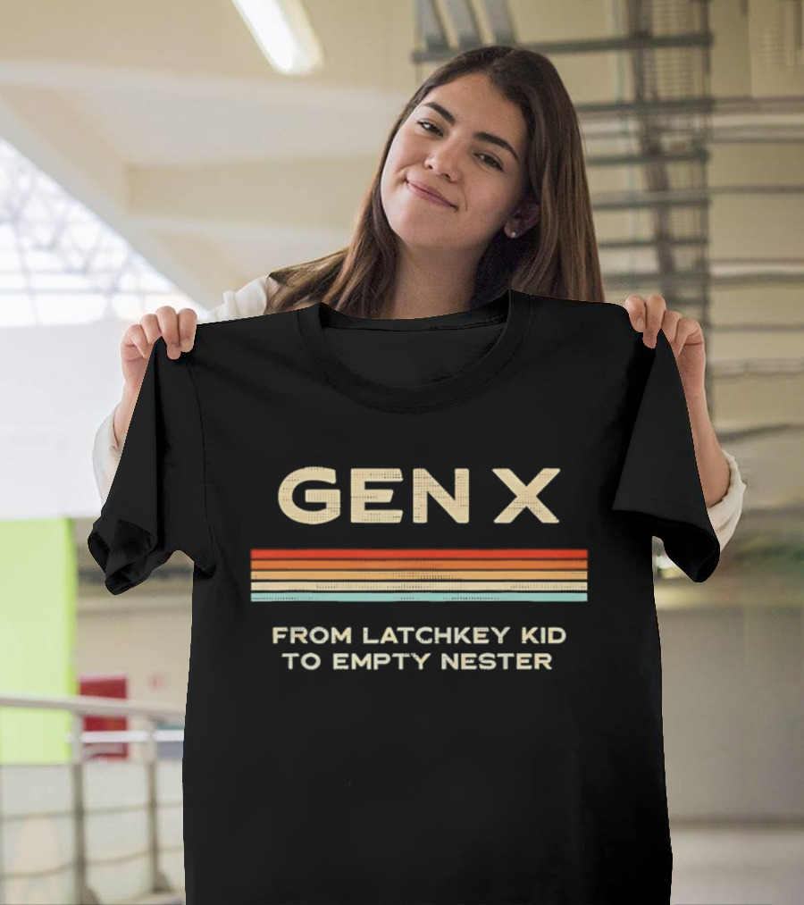 Gen X Nostalgia From Latchkey Kid To Empty Nester Retro Stripes T-Shirt