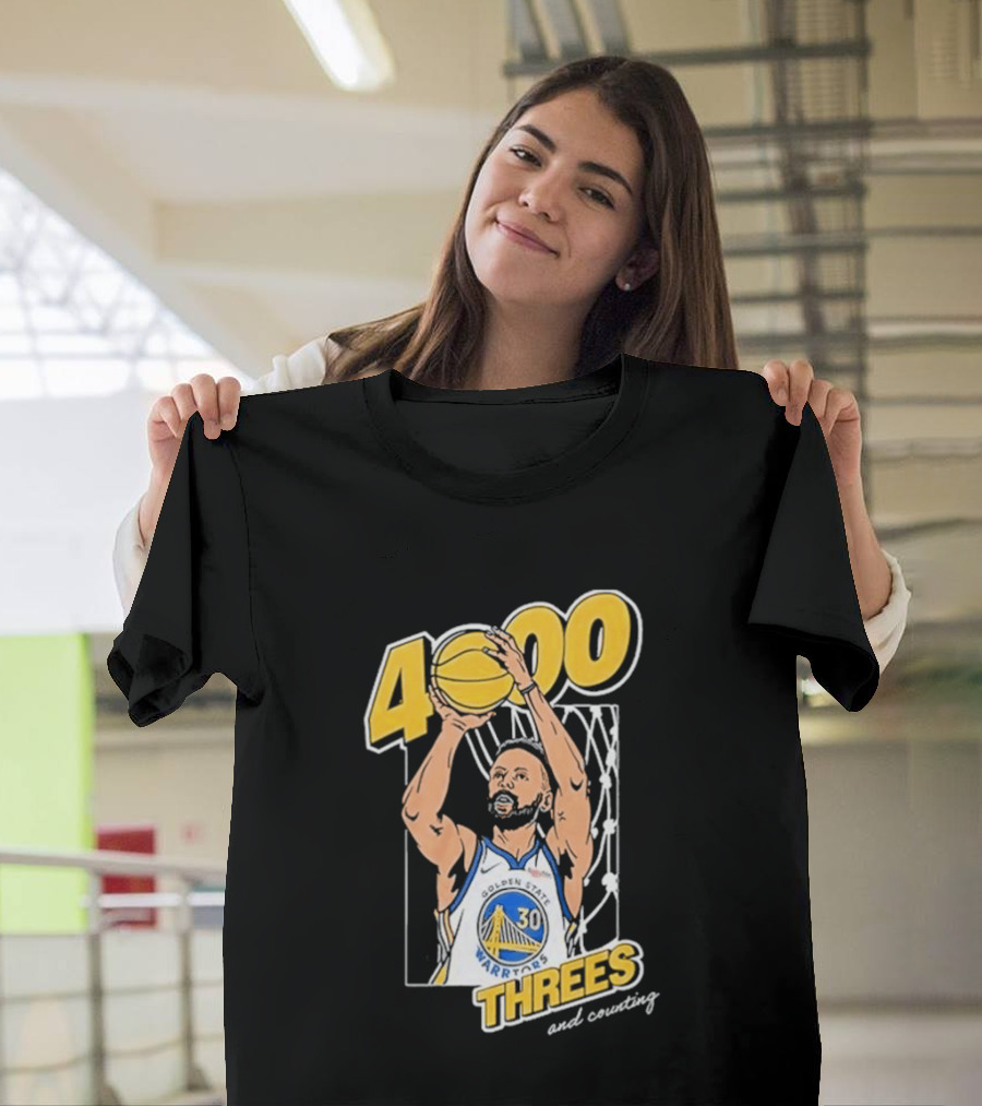 Golden State Warriors Steph Curry 4000 Threes And Counting T-Shirt