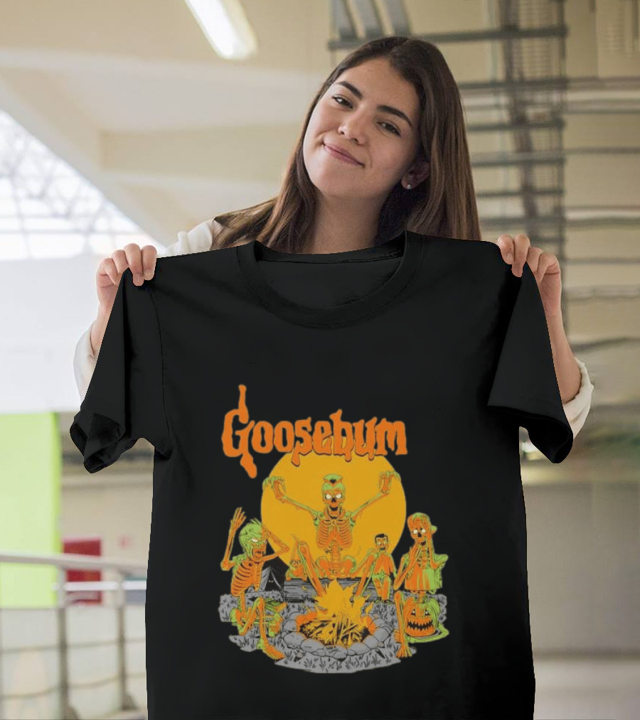 Goosebumps Skeleton Campfire Gnomes Slappy The Dummy Halloween Scene T-Shirt