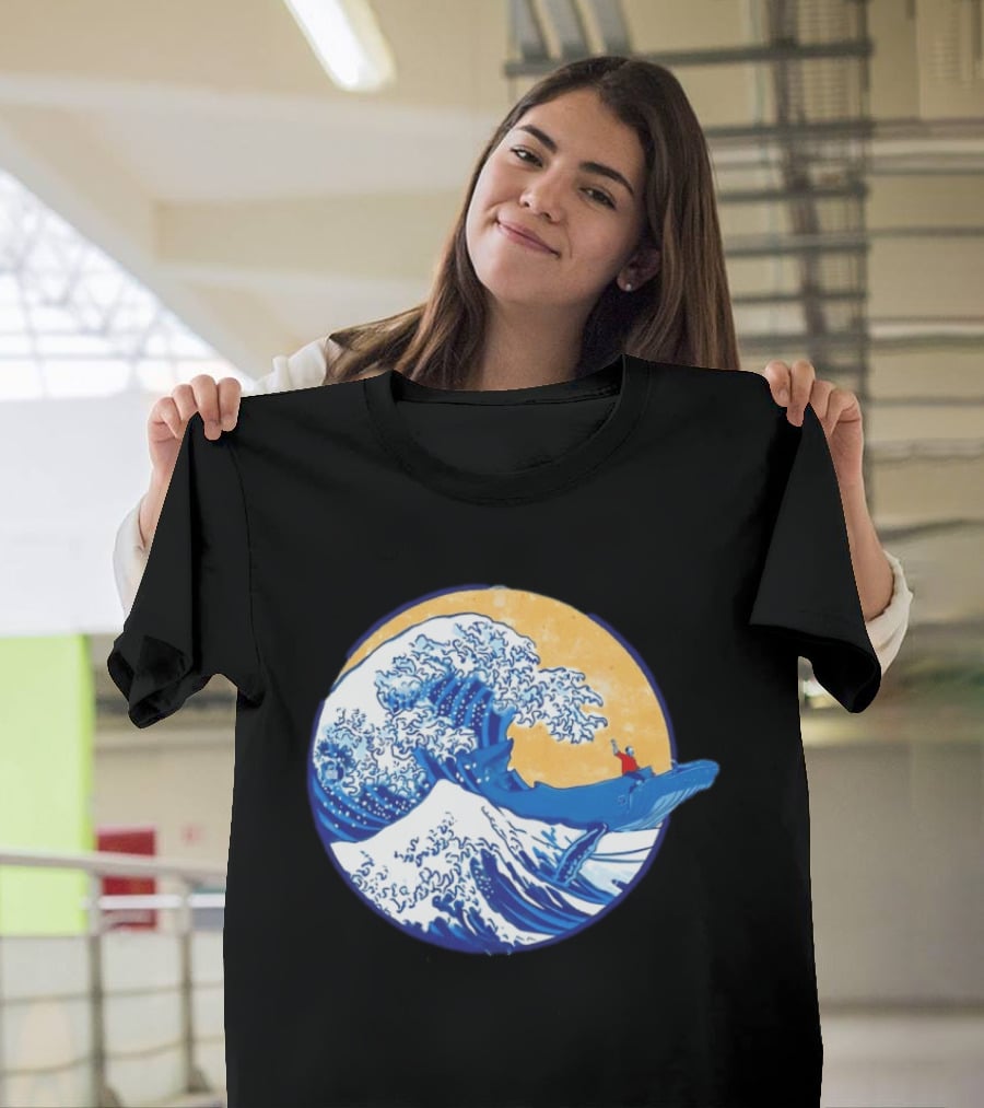 The Great Wave Meets The Great Beast With Whale Rider And Surfing Waves T-Shirt