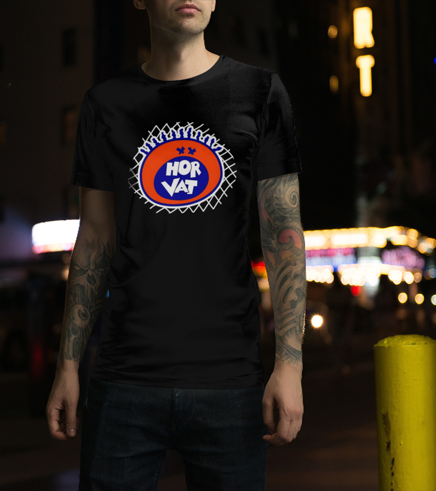 Hor Vat Orange Blue Circular Grid T-Shirt