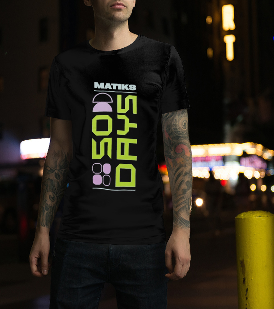 Matiks 50 Days Geometric Neon Shapes And Numbers T-Shirt