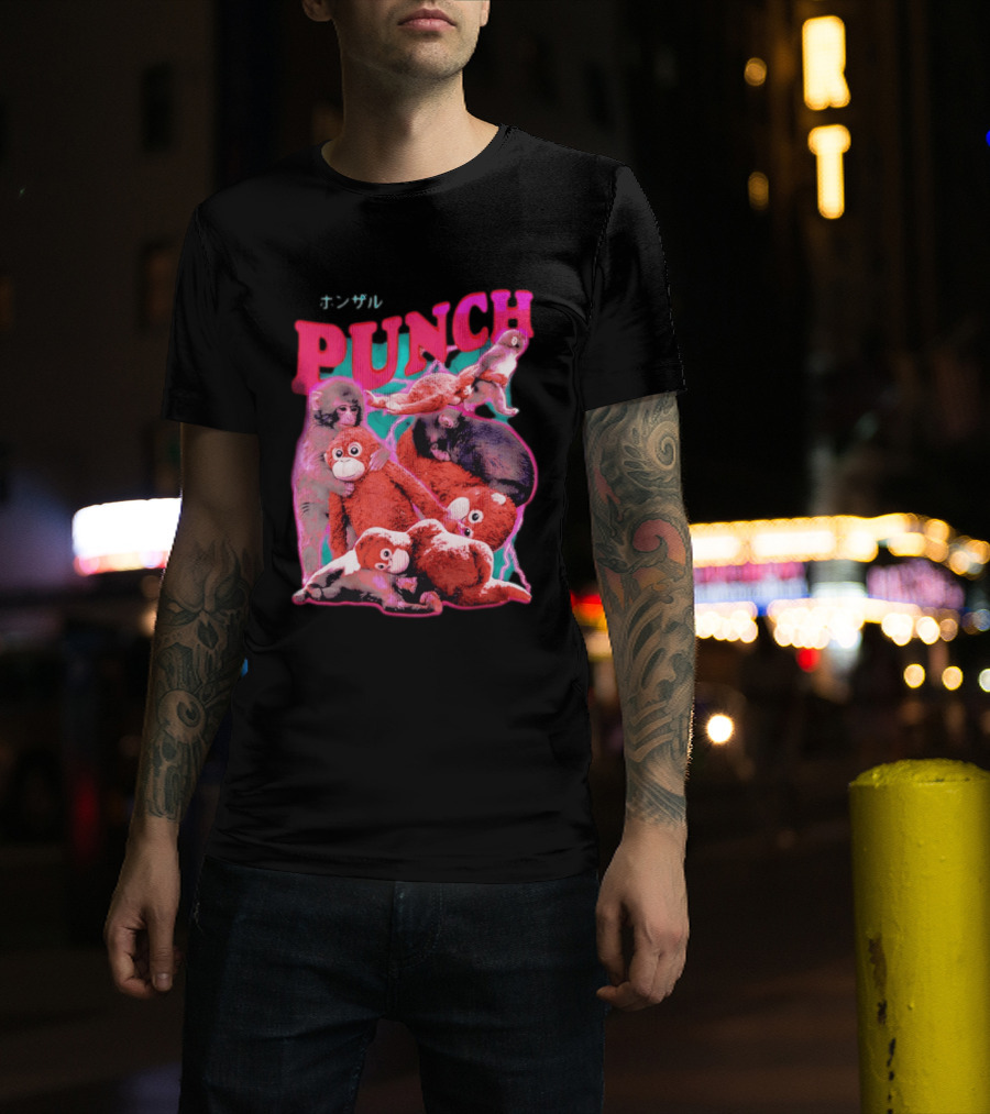 PUNCH Macaque Monkey Plush Collage T-Shirt