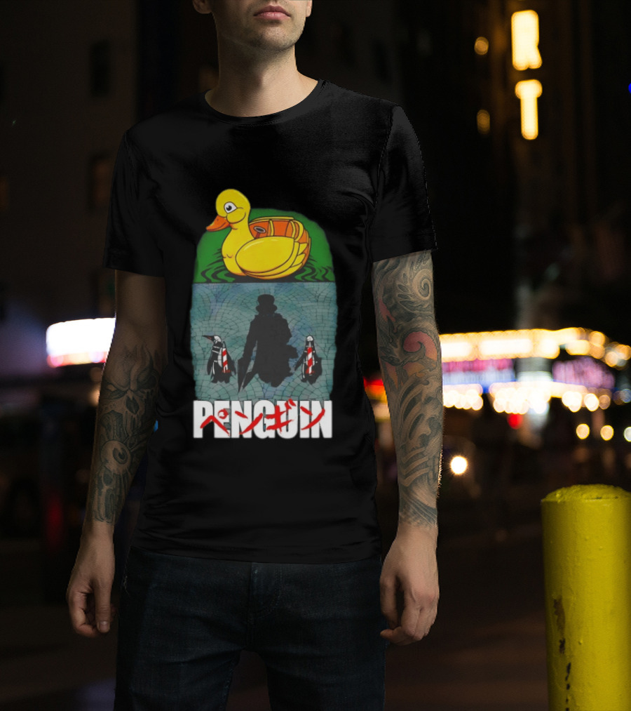 Penguin Oswald Cobblepot Walking Toward Duck Akira T-Shirt