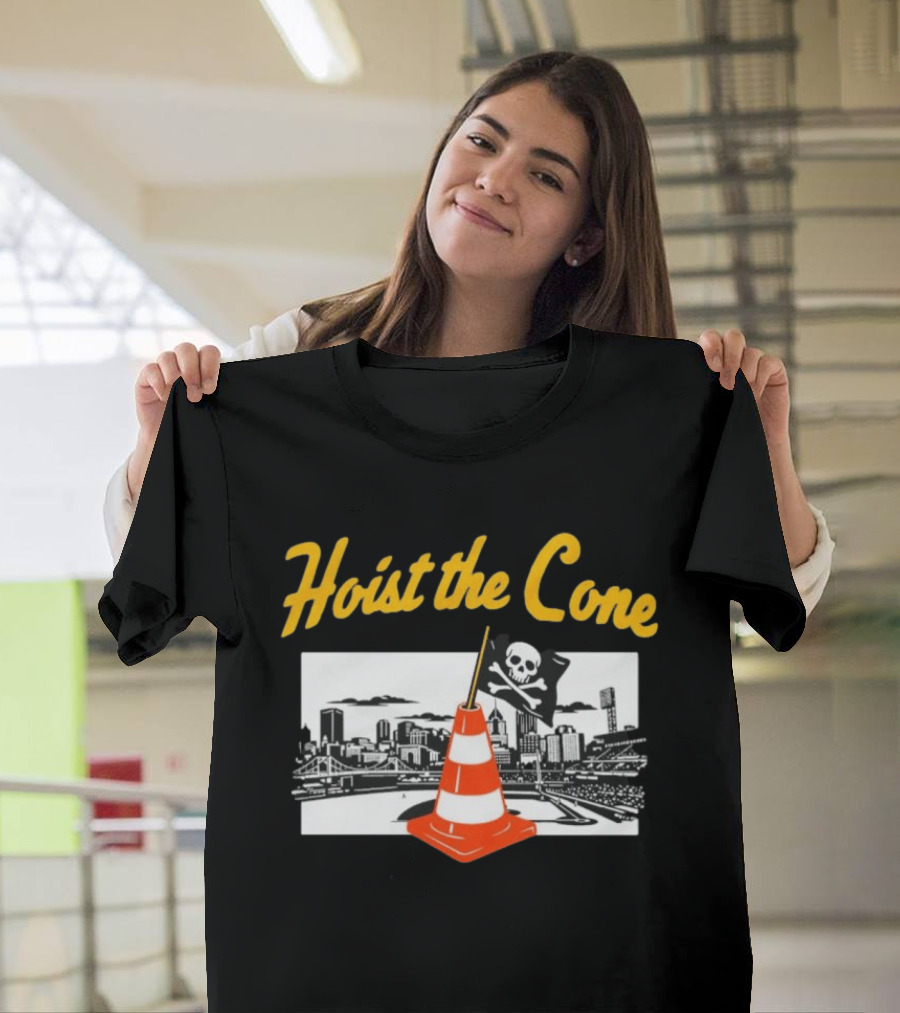 Pittsburgh Pirates Hoist The Cone Baseball Skyline Skull Flag T-Shirt