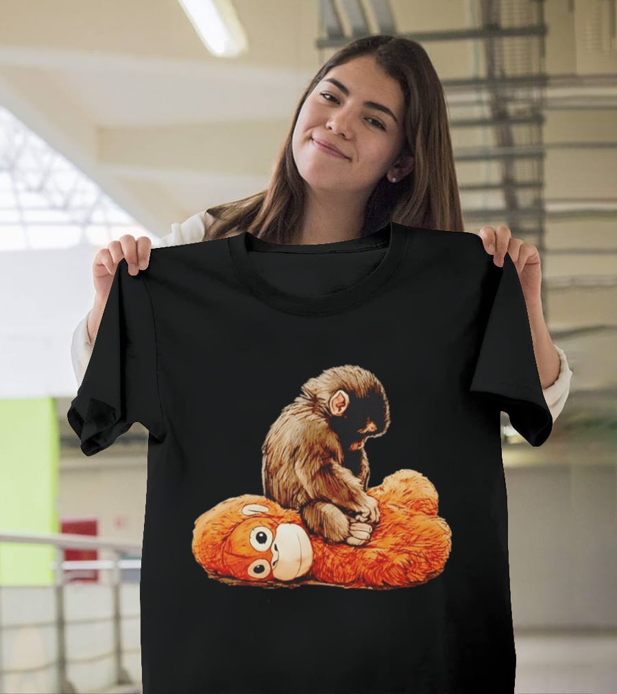 Punch Monkey Sitting On Plush Monkey T-Shirt