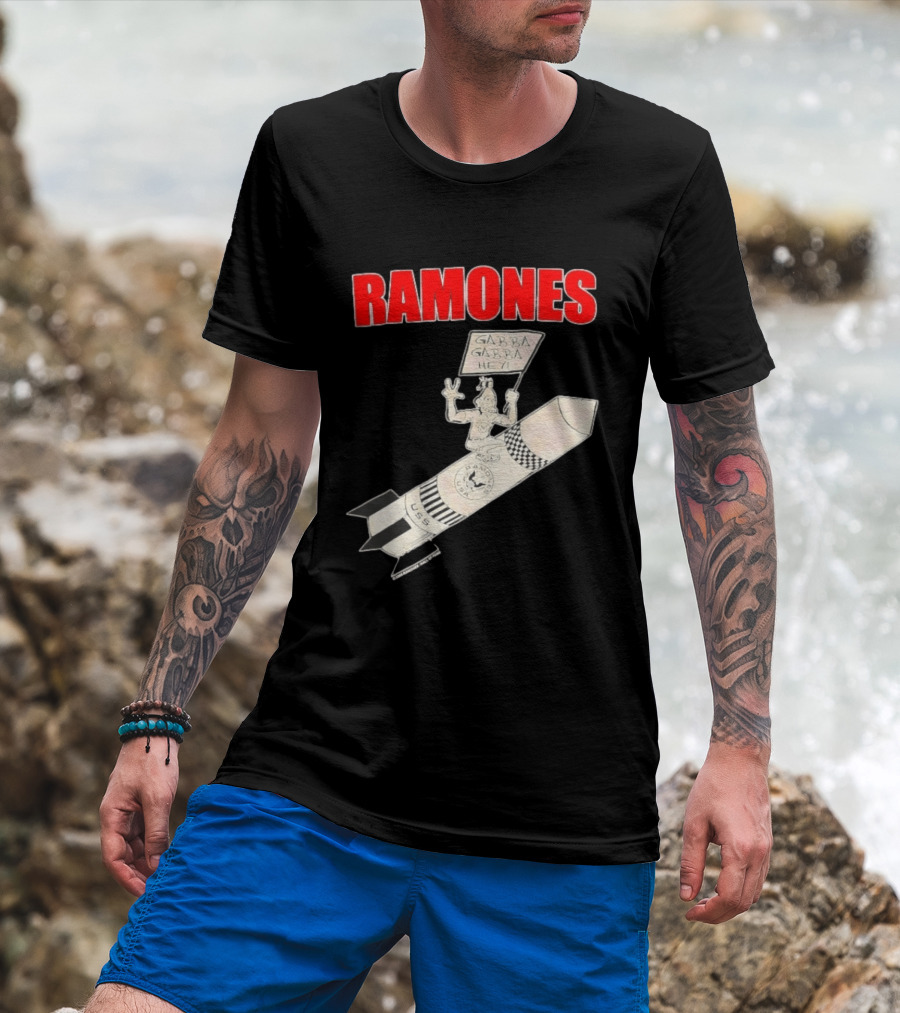 Ramones Gabba Gabba Hey USS Rocket Cartoon T-Shirt