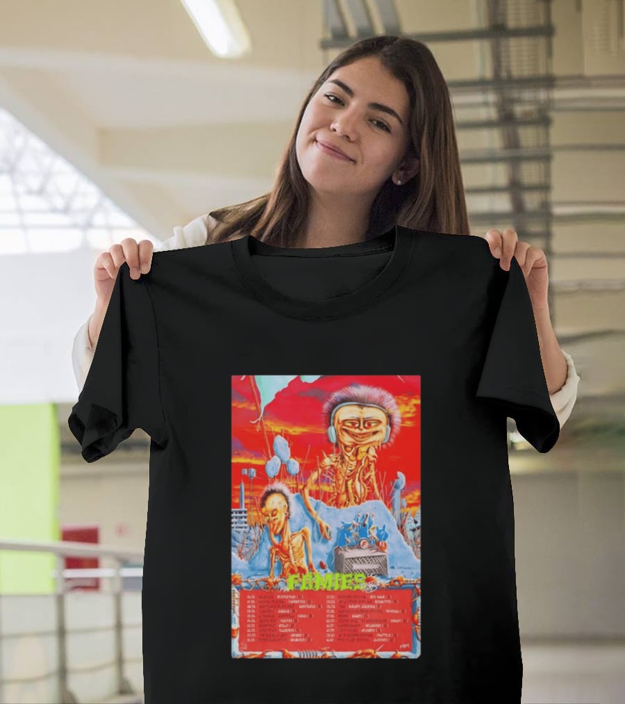 Fomies EU 2026 Skeleton Horror Tour Vibrant Alien Landscape T-Shirt