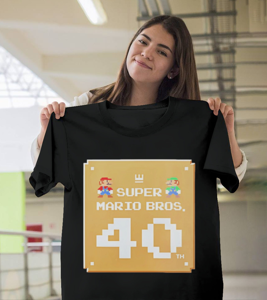 Super Mario Bros 40th Anniversary Mario Luigi Pixel T-Shirt