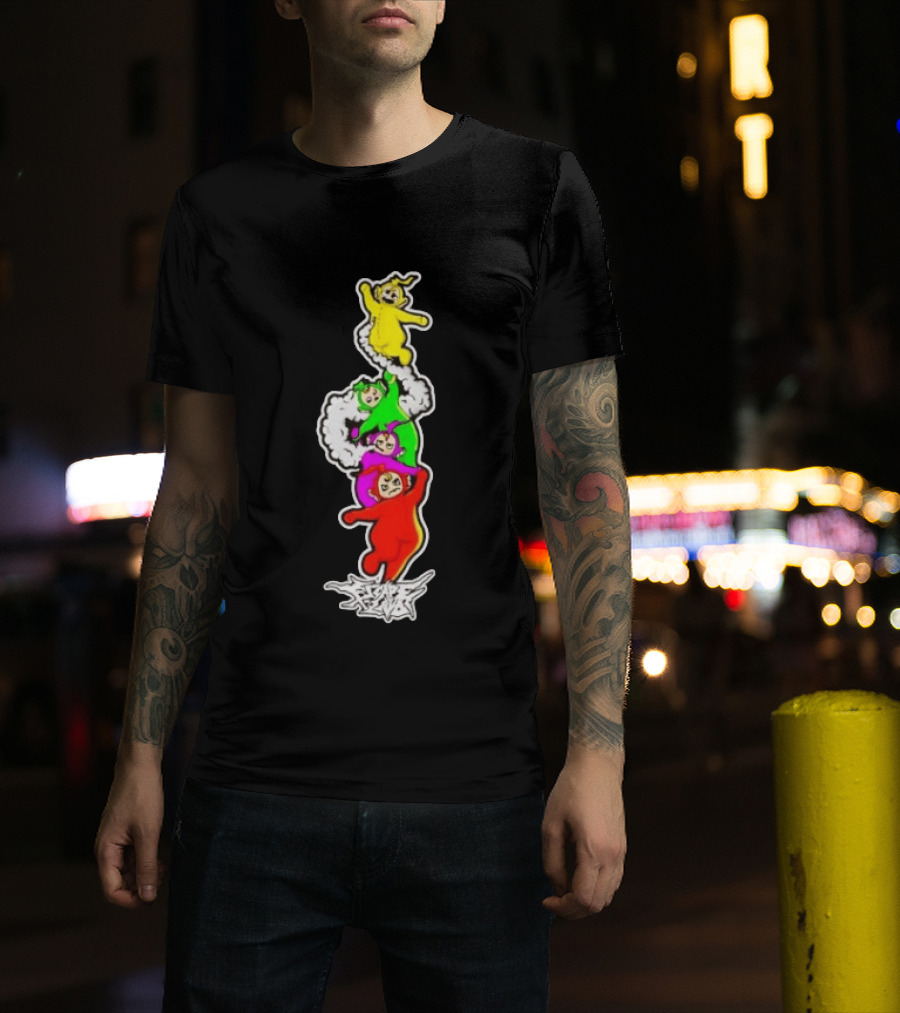Teletubbies Escape Land Stacked Characters Graffiti T-Shirt