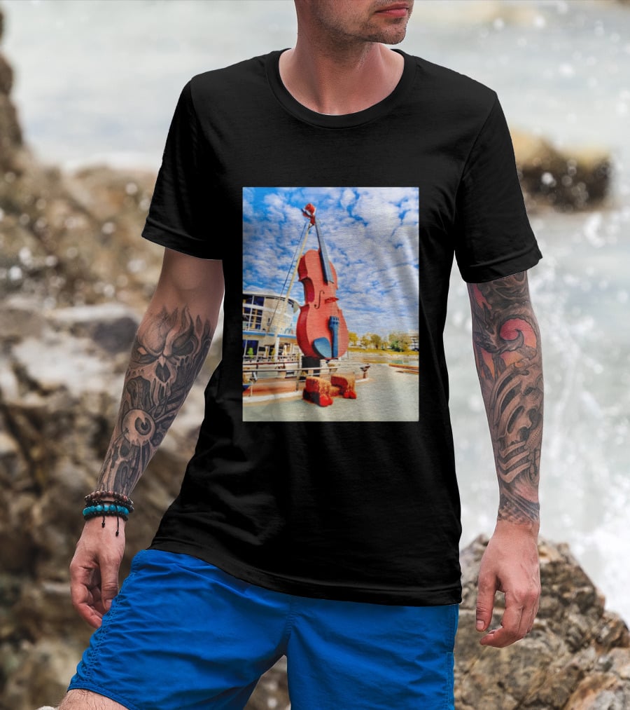 The Big Fiddle At Port Of Sydney Nova Scotia Canada Iconic Landmark T-Shirt