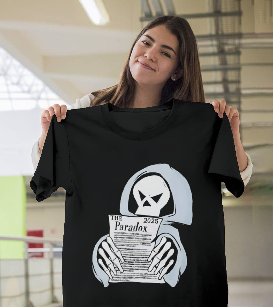 The Paradox Skull Grim Reaper Holding 2023 Newspaper T-Shirt