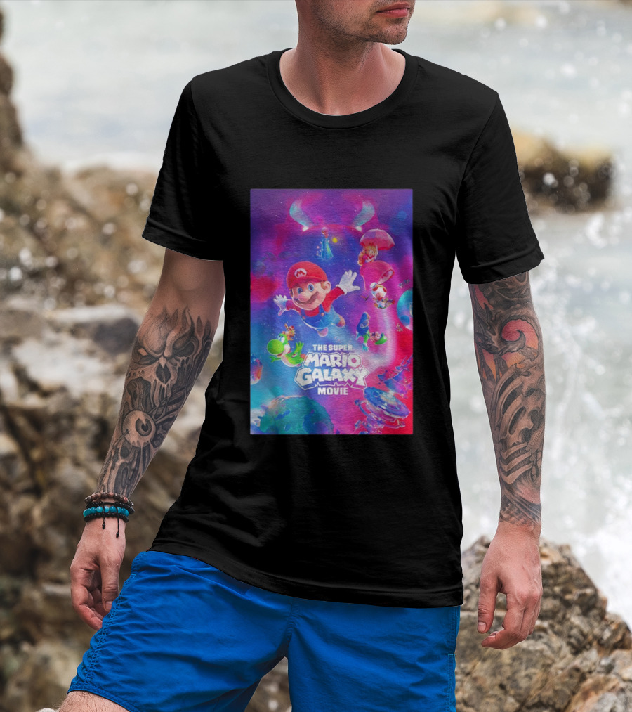 The Super Mario Galaxy Movie Adventure Featuring Iconic Characters T-Shirt