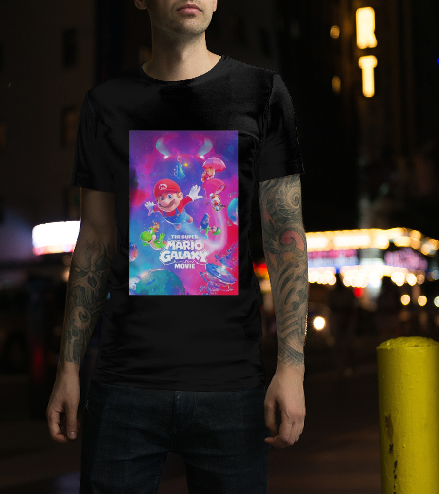 The Super Mario Galaxy Movie Adventure Featuring Iconic Characters T-Shirt